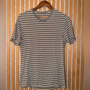 Gray Striped Men's V-neck LuLuLemon Shirt
